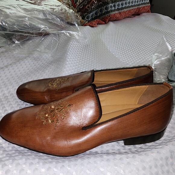 LANGUAGE EUC MENS SIZE 41 US 9.5 SHAAN 100% LEATHER LOAFERS SLIPON SHOES - Picture 1 of 10